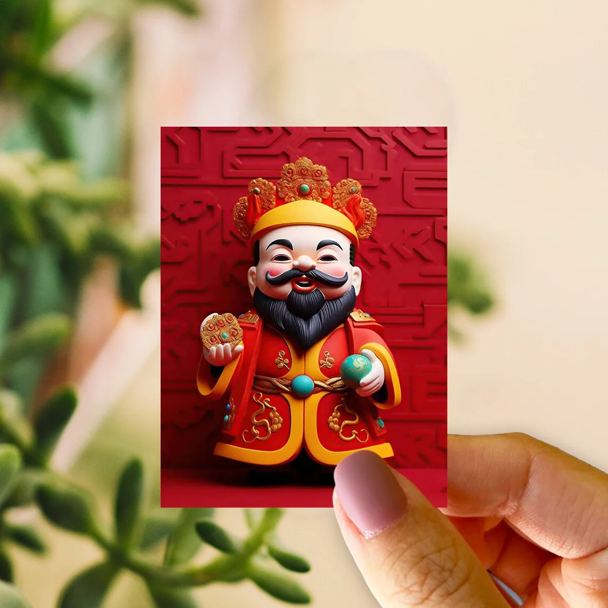 9pcs God of Wealth Stickers - New Year Blessing Decoration,  Home Decoration, Room & Window Decoration, Packaging Decoration