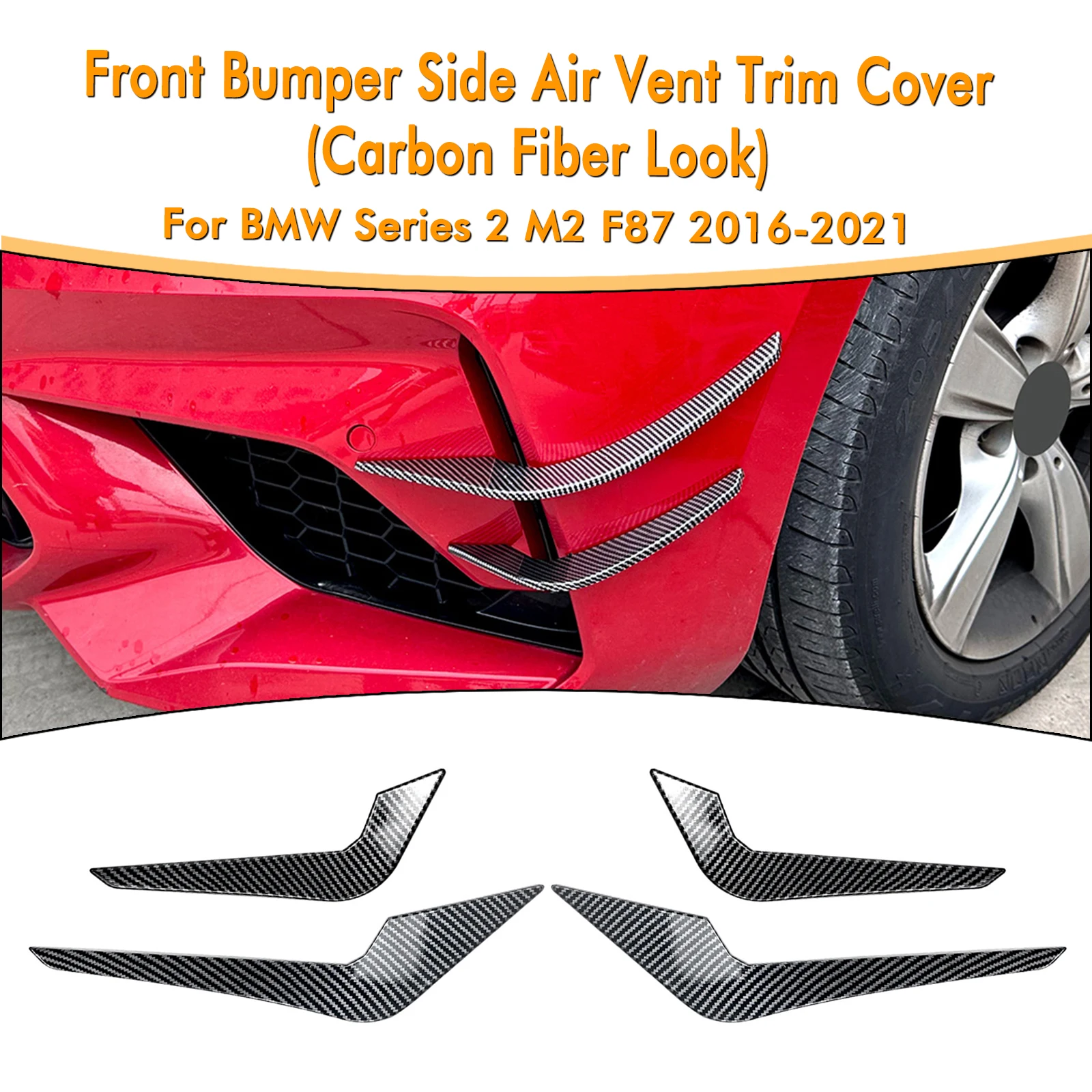 

For BMW 2 Series M2 F87 2016-2021 Front Bumper Side Air Vent Trims Car Fog Light Intake Frame Cover Spoiler Canards Splitter Kit