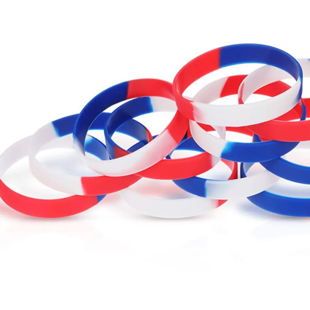 

10 Pcs Sports Independence Day Bracelet Men and Women Wrist Band Unisex Wristband Bracelets Bands
