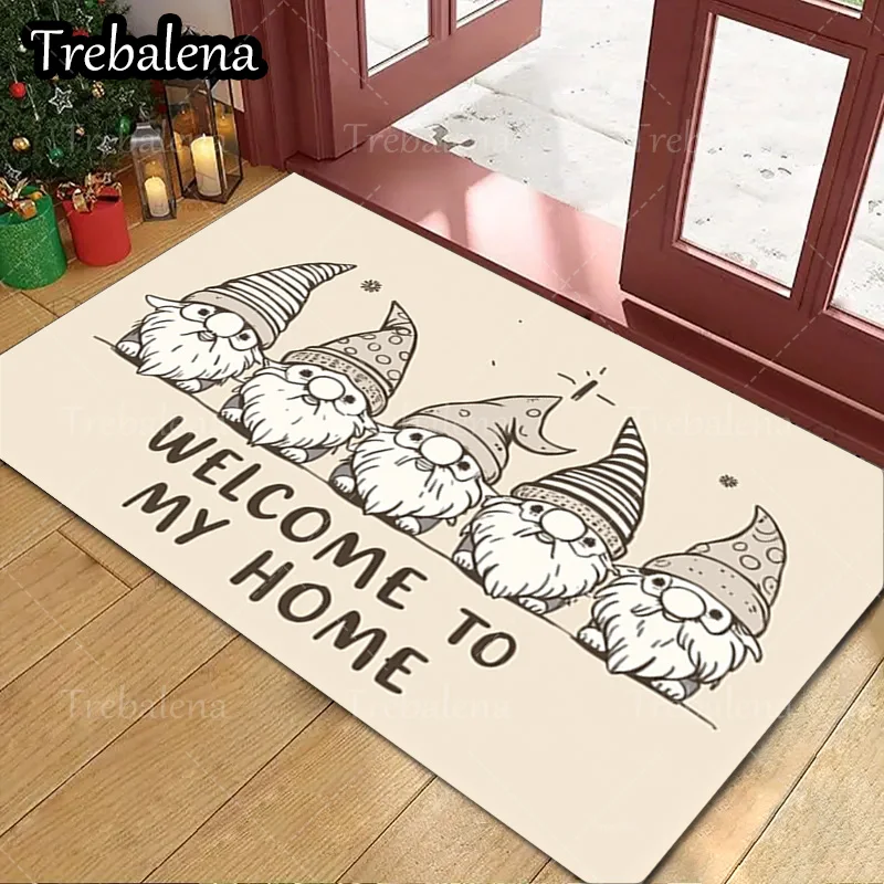 

1pc Welcome Door Mat Welcome to My Home Gnome Family Doormat Funny Entrance Rug