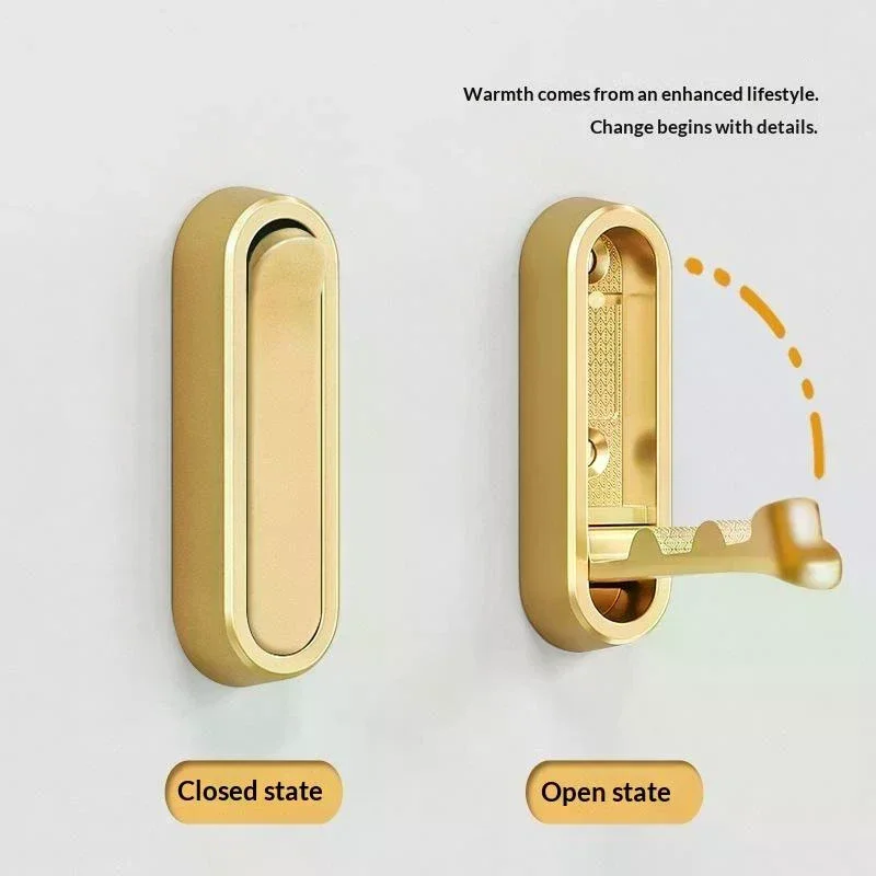 /PFU/Folding Wall Hooks Heavy Duty Space Saving For Entryway Hanging Keys Bags Towels Concealed
