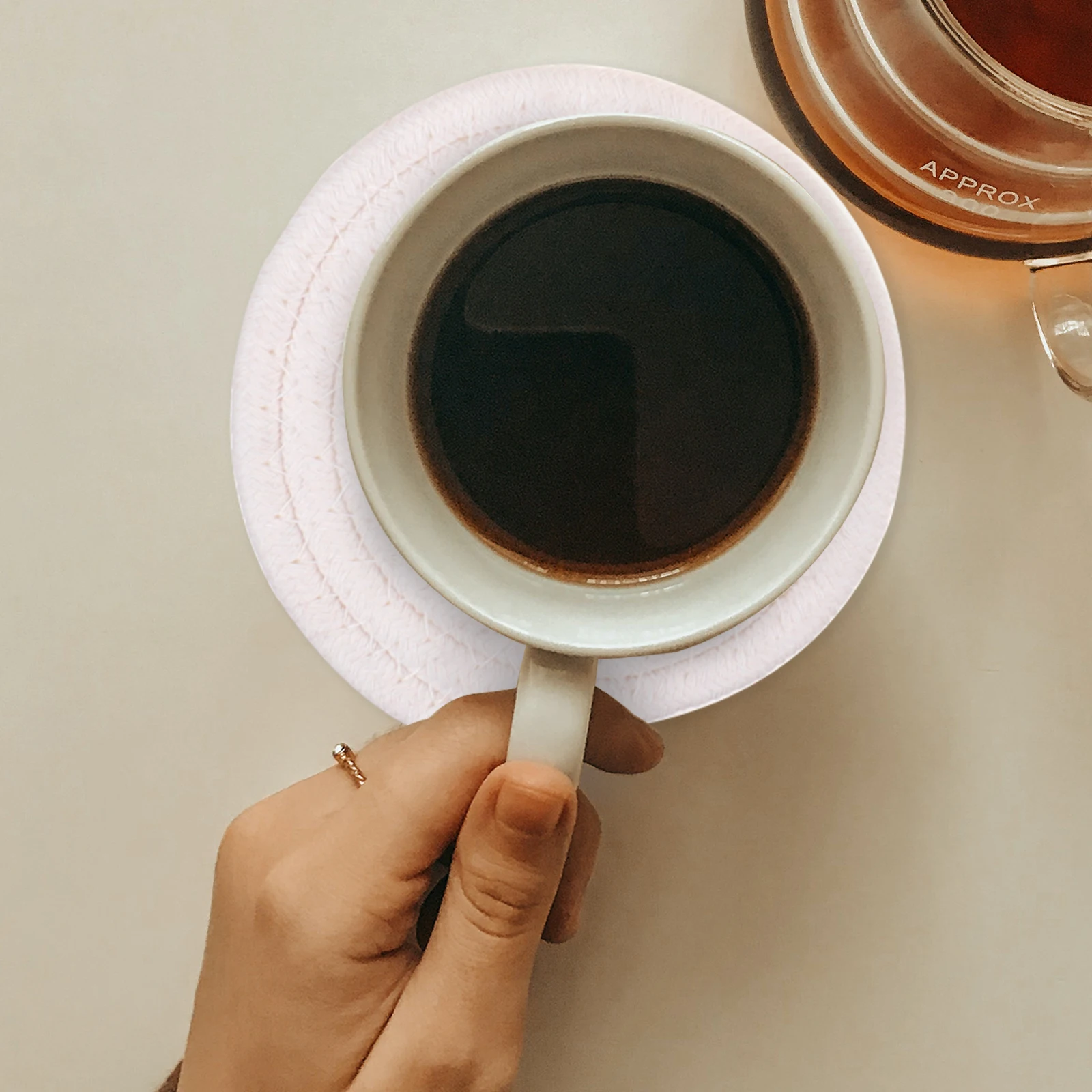 

5Pcs Round Cotton Rope Placemats Handwoven Insulated Trivet for Tableware Kitchen Counter Protection Household Decorative Mat