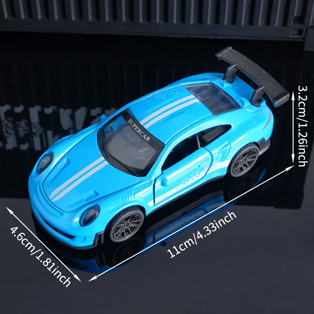 Retro GT3 RS Diecast Car, Blue Alloy Sports Vehicle Model, Collectible Desktop Decor, Ideal Gift for Car Collectors ﻿ image 3