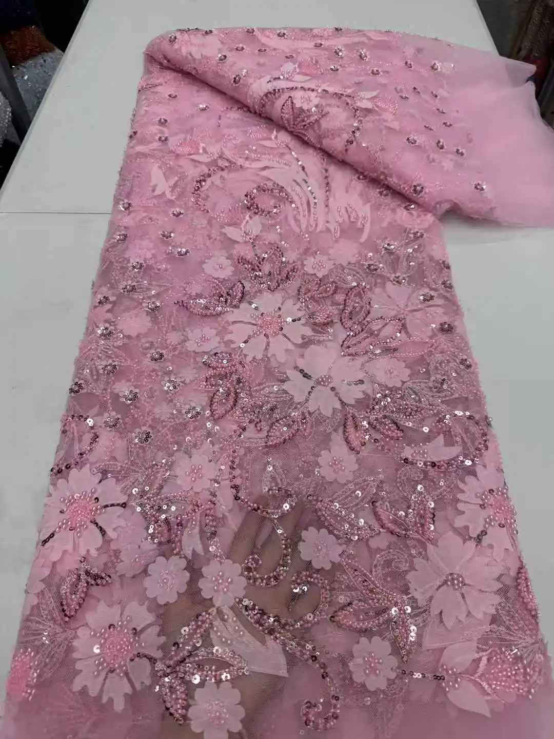 قماش دانتيل مطرز أفريقي 5 ياردات ترتر مطرز قماش دانتيل نيجيري 2025 دانتيل عالي الجودة دانتيل فرنسي للعريس لـ Dreeses