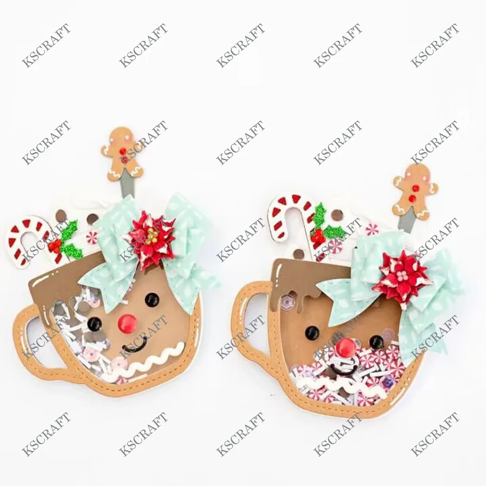 KSCRAFT Gingerbread Mug Shakers Cutting Dies Stencils for DIY Scrapbooking Decorative Embossing DIY Paper Cards