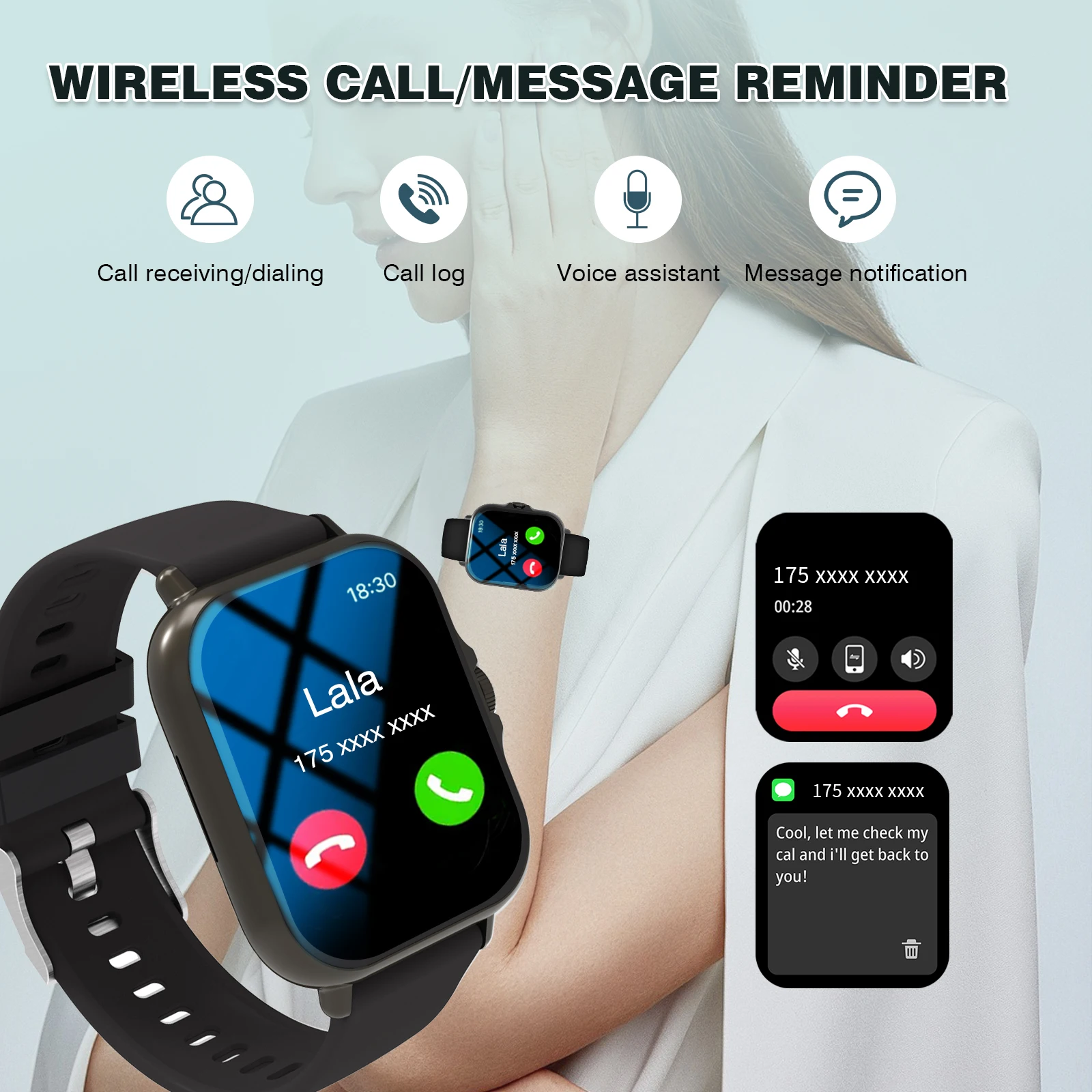 New Smartwatch Wireless Call/Receive Multiple Sports Modes Weather Forecast Message Notification Multiple Sports Modes