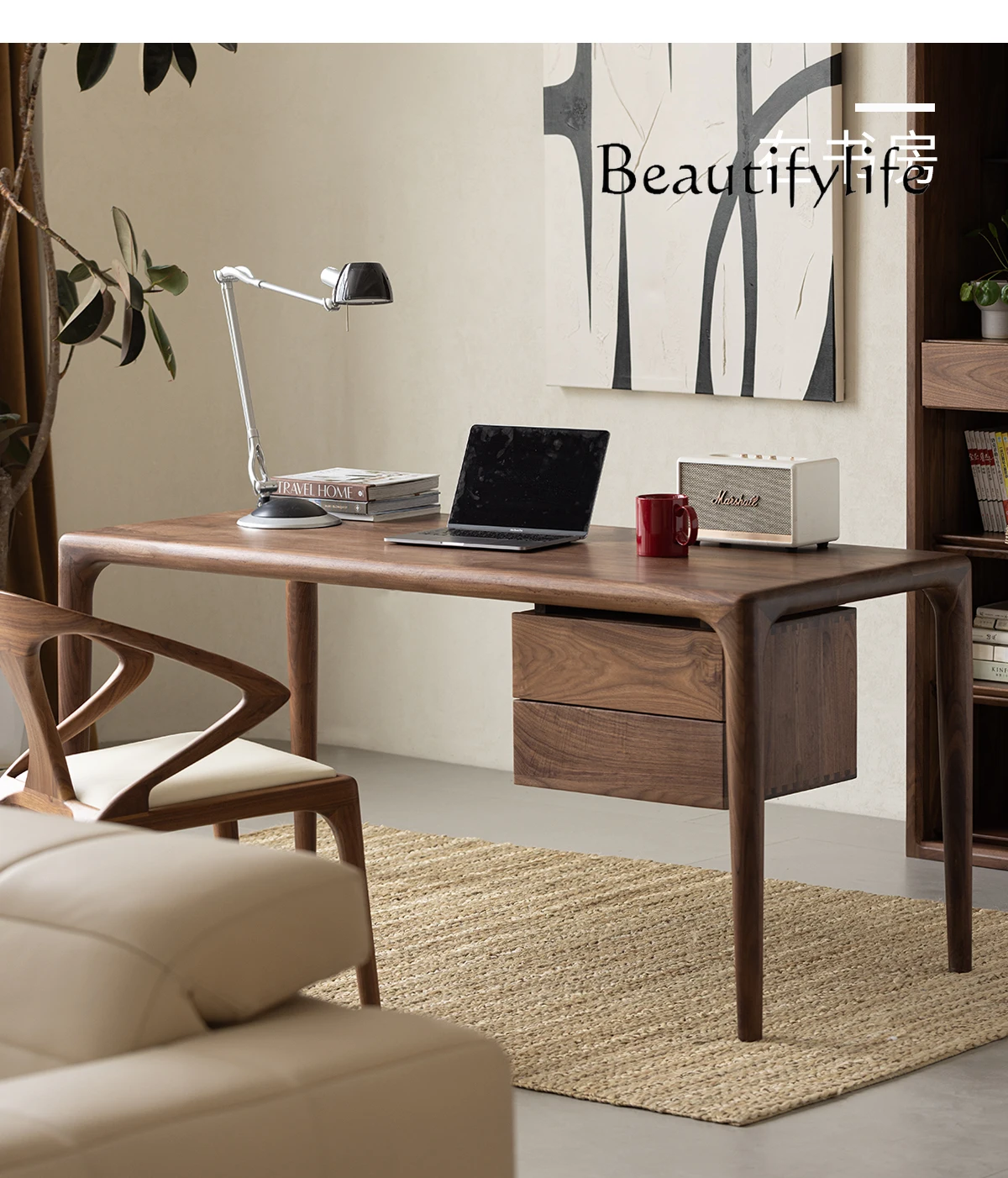 

X North American Black Walnut Desk Nordic All Solid Wood Writing Table Modern Simple Writing Desk Study Home