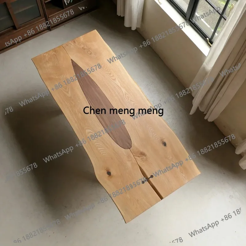 cream log wind dining table 189cm white wax black walnut desk black and white with solid wood irregular table
