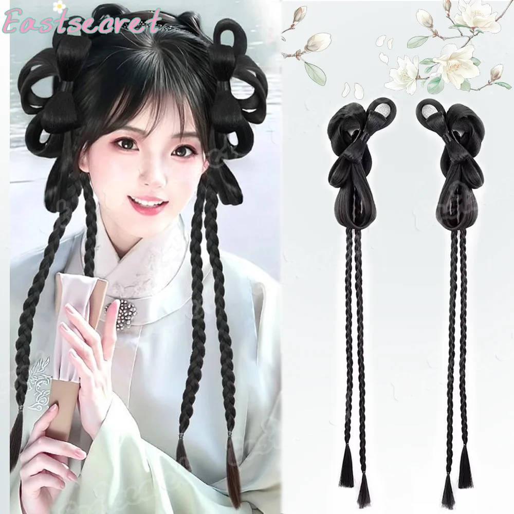 EAST Synthetic Hanfu Wig Headband Antique Bow Bun Novice Daily Song And Ming Dynasty Costume Style Bun
