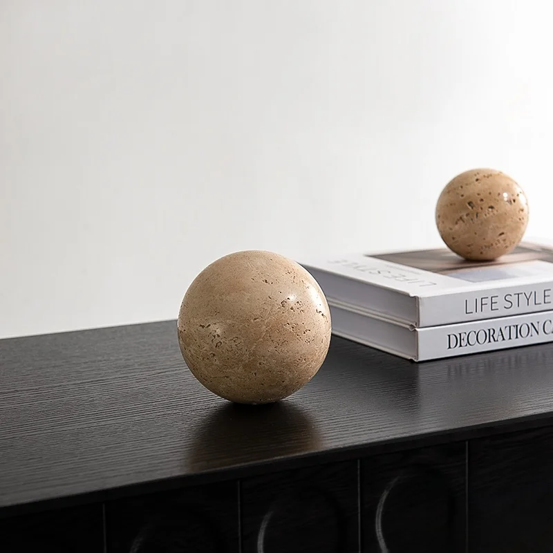 Chic Yellow Cave Stone round Ball Decorative Ornaments for Study Living Room Sample House Sales Office Soft Home Decor