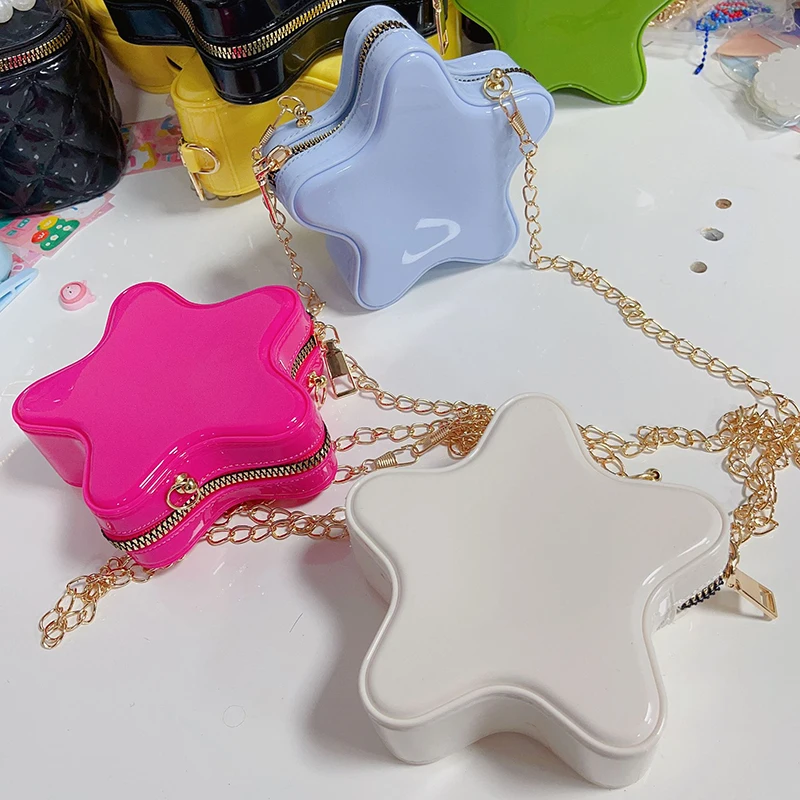 1pcs Star Children's PVC Shoulder Storage Bags Cute Star Shape Baby Girls Crossbody Bag Candy Color Kids Small Coin Purse
