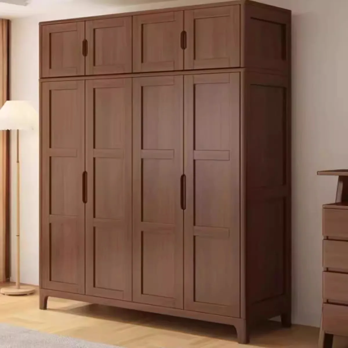 All solid wood wardrobe home bedroom modern simple large capacity multi-layer door wardrobe