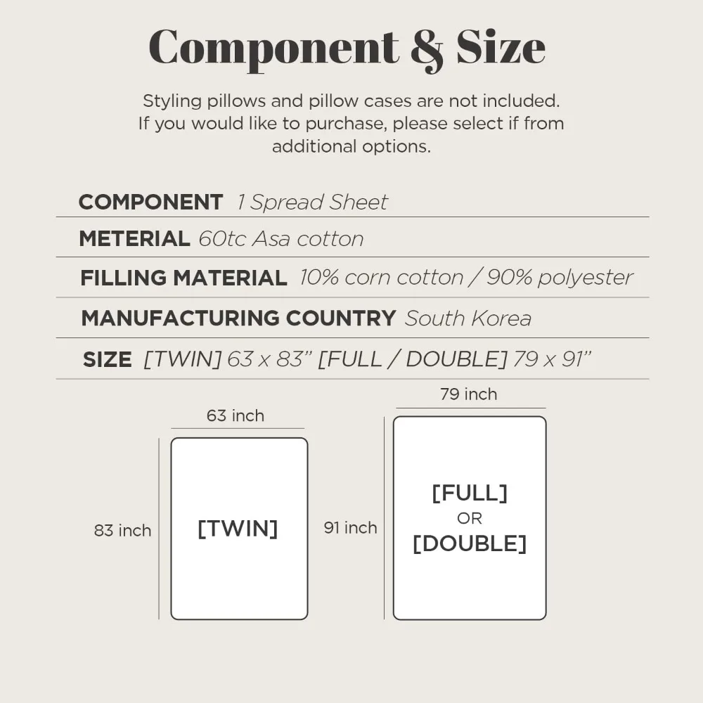 غطاء سرير مزدوج الحجم مزركش بالقطن، 63 × 83 بوصة - بطانية مبطنة ناعمة قابلة للتنفس ومغسولة