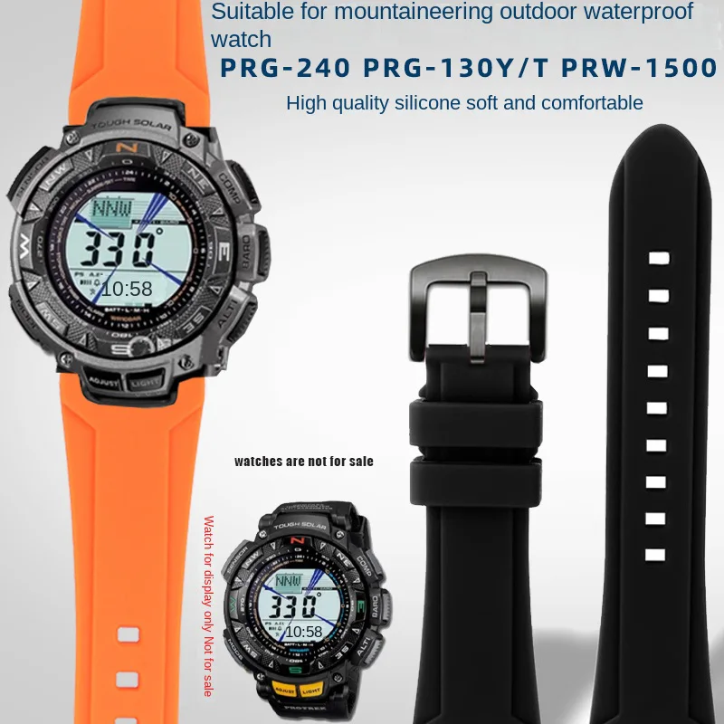 For Casio PRG-240 PRG-130Y/T PRW-1500 PRG-130 Resin Silicone Concave Rubber Watch Strap with Tools Sports Watchband Accessories