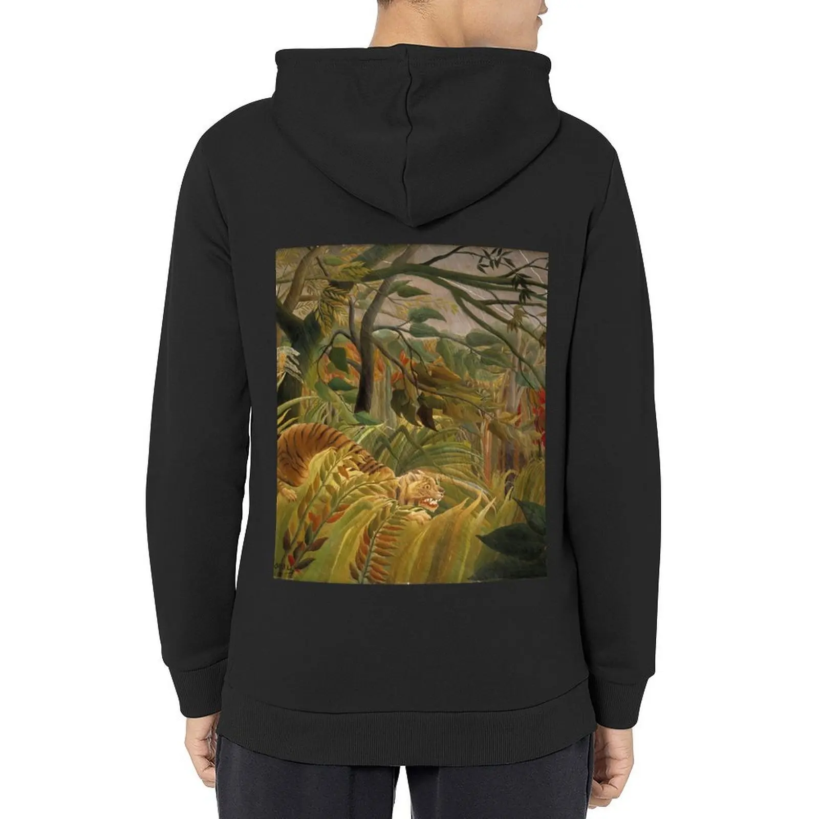 

Surprised! or (Tiger in a Tropical Storm) - Henri Rousseau Hoodie autumn autumn jacket men graphic hoodie