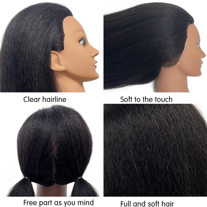 Premium afrikanischer Mannequin kopf mit 100% Tierhaar zum Styling Flechten profession elles Training Friseur Haarkunst Kopfst änder