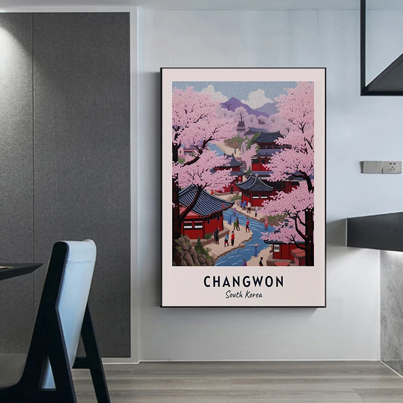South Korea Cityscape Artwork Travel Poster Prints Canvas Painting Travel Wall Art Pictures Home Living Room Asian Decoration