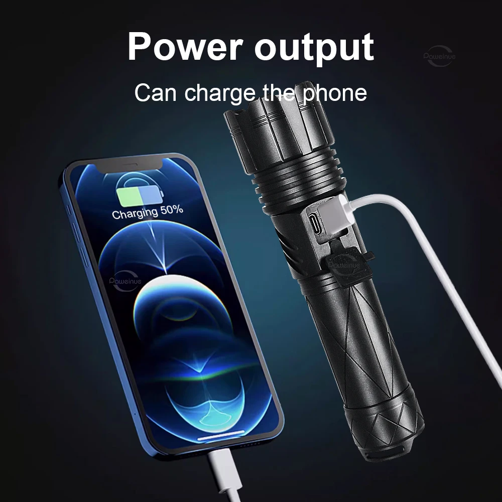 18000LUX Ultra Powerful Flashlight 500W Long Range 3000M High Power Led Flashlights Usb Rechargeable Very Strong Torch Lantern