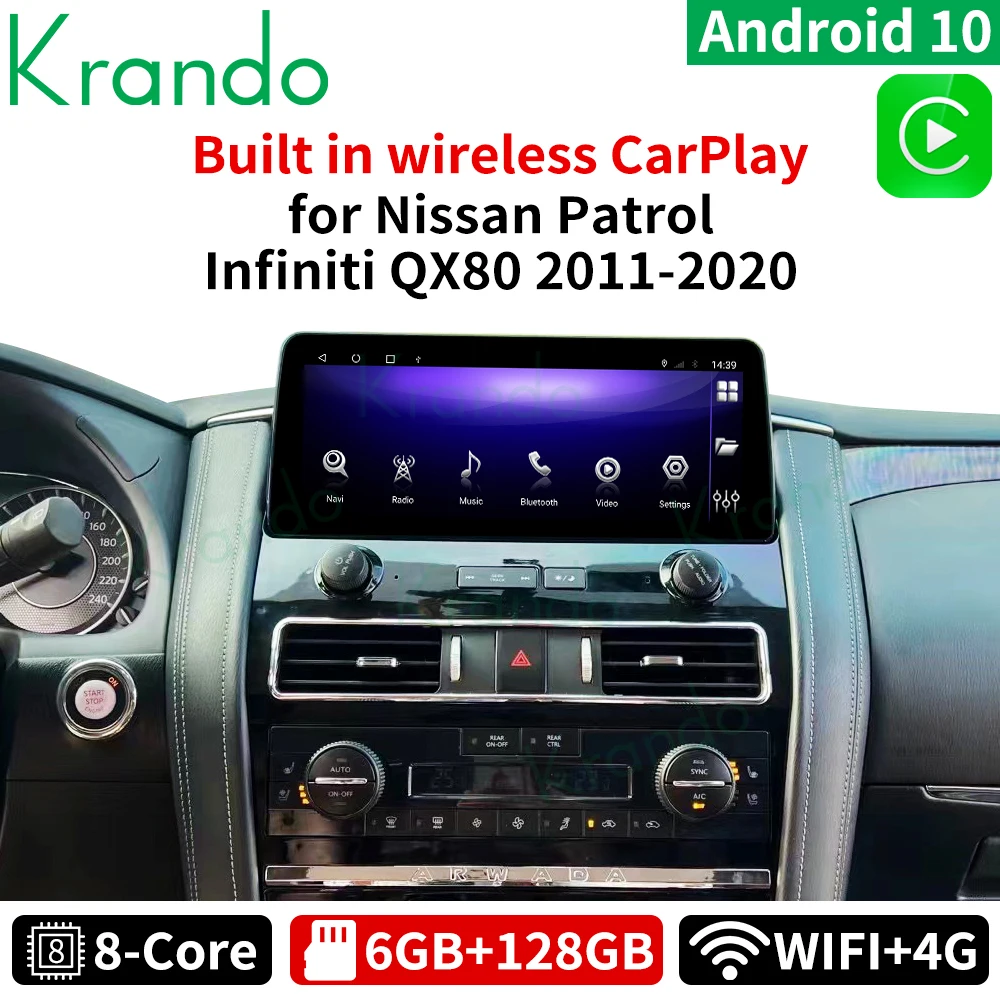 

Krando Android 12.0 12.3'' Car Radio For Nissan Patrol Y62 Infiniti QX80 QX56 2011-2020 AutoRadio Multimedia Player GPS 4G SIM