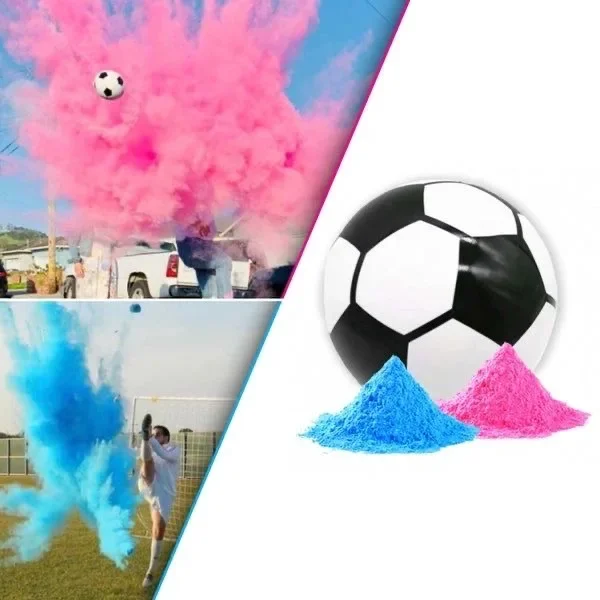 

Exploding Powder Soccer Ball Gender Reveal with Blue Pink Powder Sequins Kit Baby Boys Girls Ultimate Party Decorations Supplies