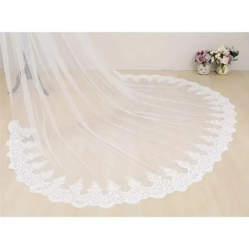 Véus de noiva real pos longo laço capa de casamento 3 metros bolero branco marfim ombro para vestidos de noiva