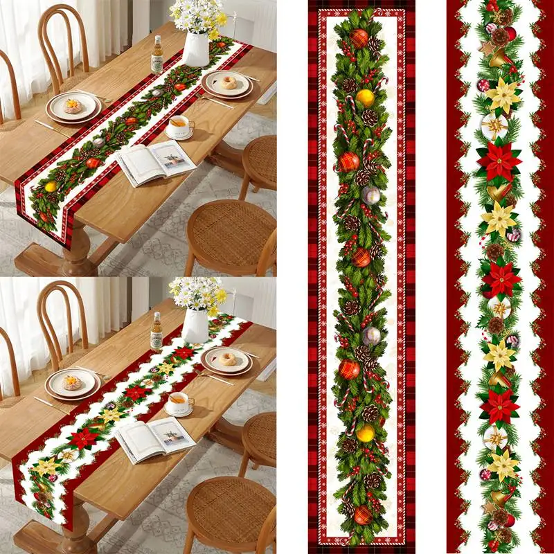 Christmas Table Runner Merry Christmas Decoration For Home Tablecloth Kitchen Xmas 2024 Navidad Kerst Natal Happy New Year 2025