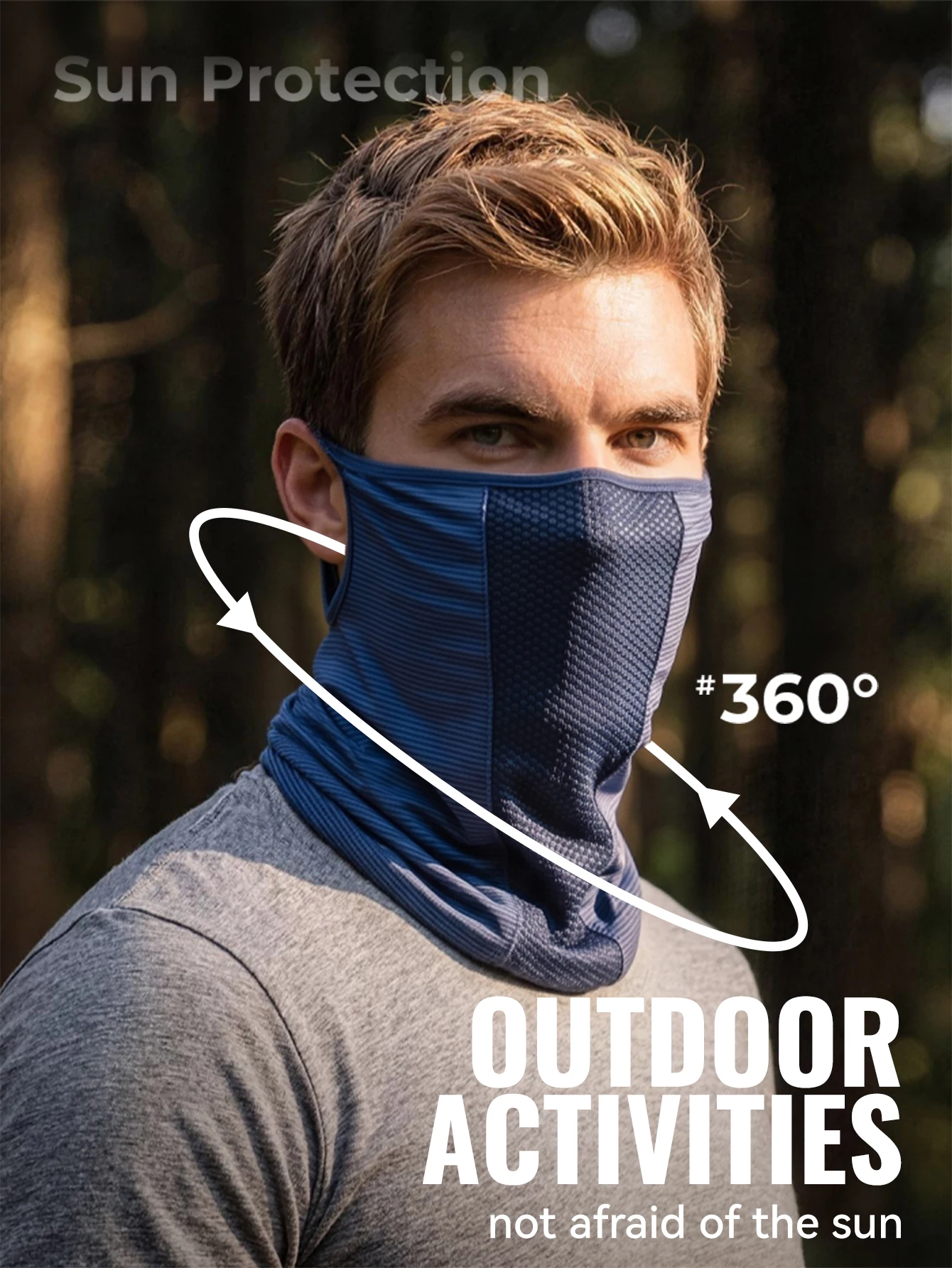 WRELS Nackenwärmer UV-Schutz Gesichtsmaske UPF 50+ Kühlender Ohrschal mit Haken Bandana Sommer Radfahren Angeln Outdoor Taktische Maske – Detail 6