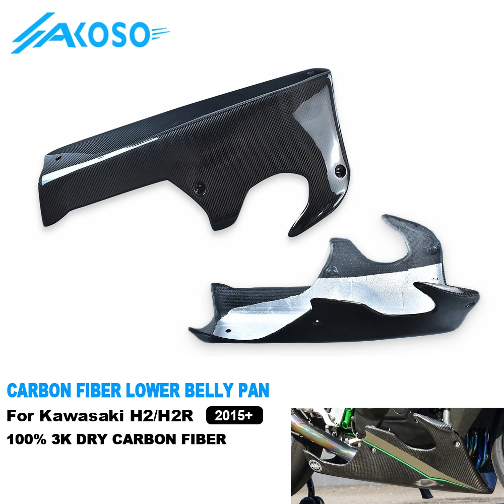 

AKOSO Full 3K Dry Carbon Fiber Motorcycle Lower Belly Pan Panel Cowls Fairing Kits for Kawasaki Ninja H2 H2R 2015-2024