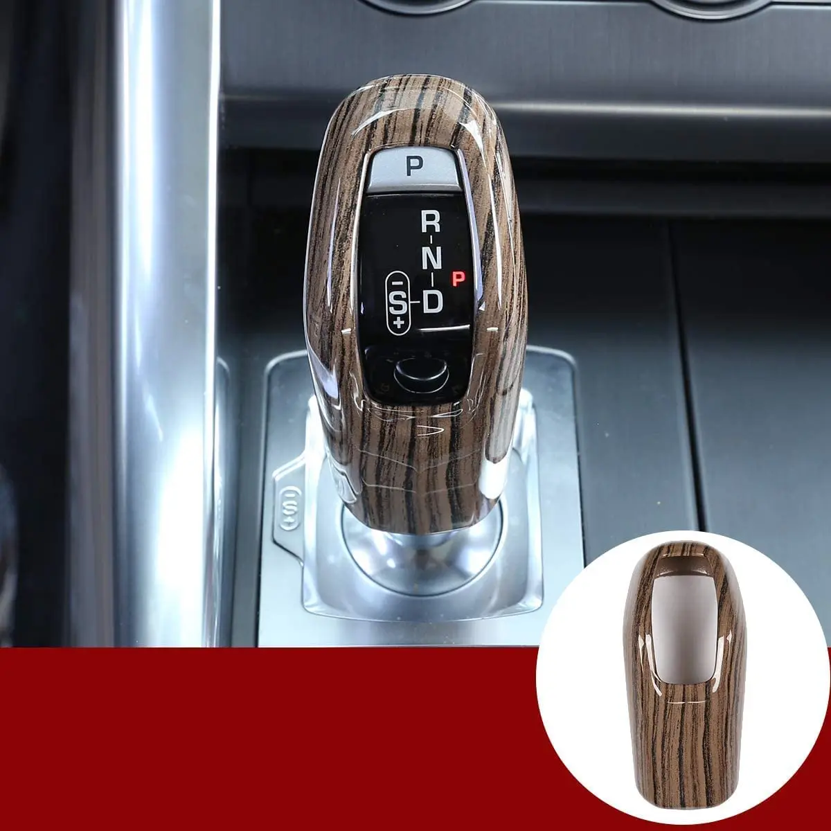 

For Land Rover Range Rover Sport 2014-2018 ABS Sands Wood Grain Car Gear Shift Knob Cover Trim Accessories