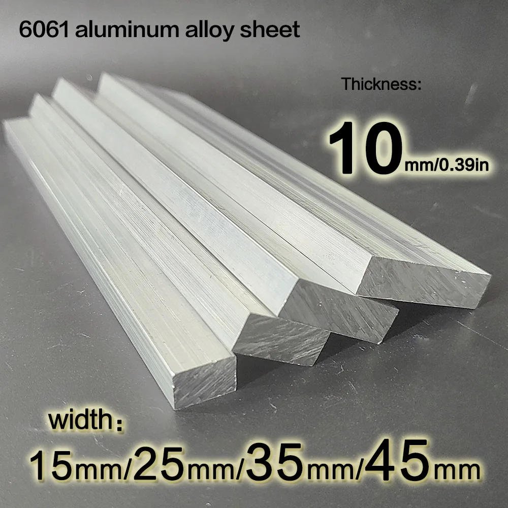 6061 Aluminum Alloy Flat Bar Thickness 10mm Width 15mm 25mm 35mm 45mm ๏ผ Length 100mm 150mm 200mm 300mm