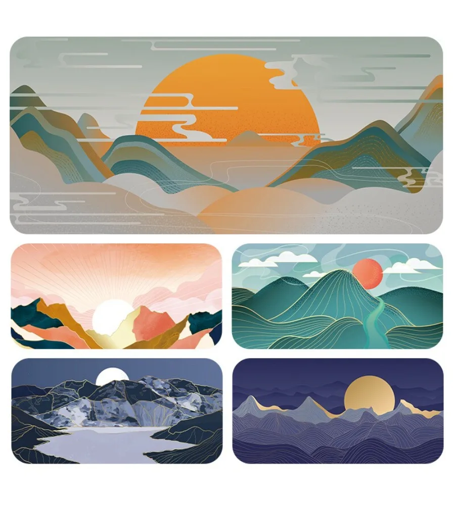 Keyboard pad Thickened edge lock Office table mat E-sports game Mouse pad Lines Mountain view Mouse pad Extra large computer