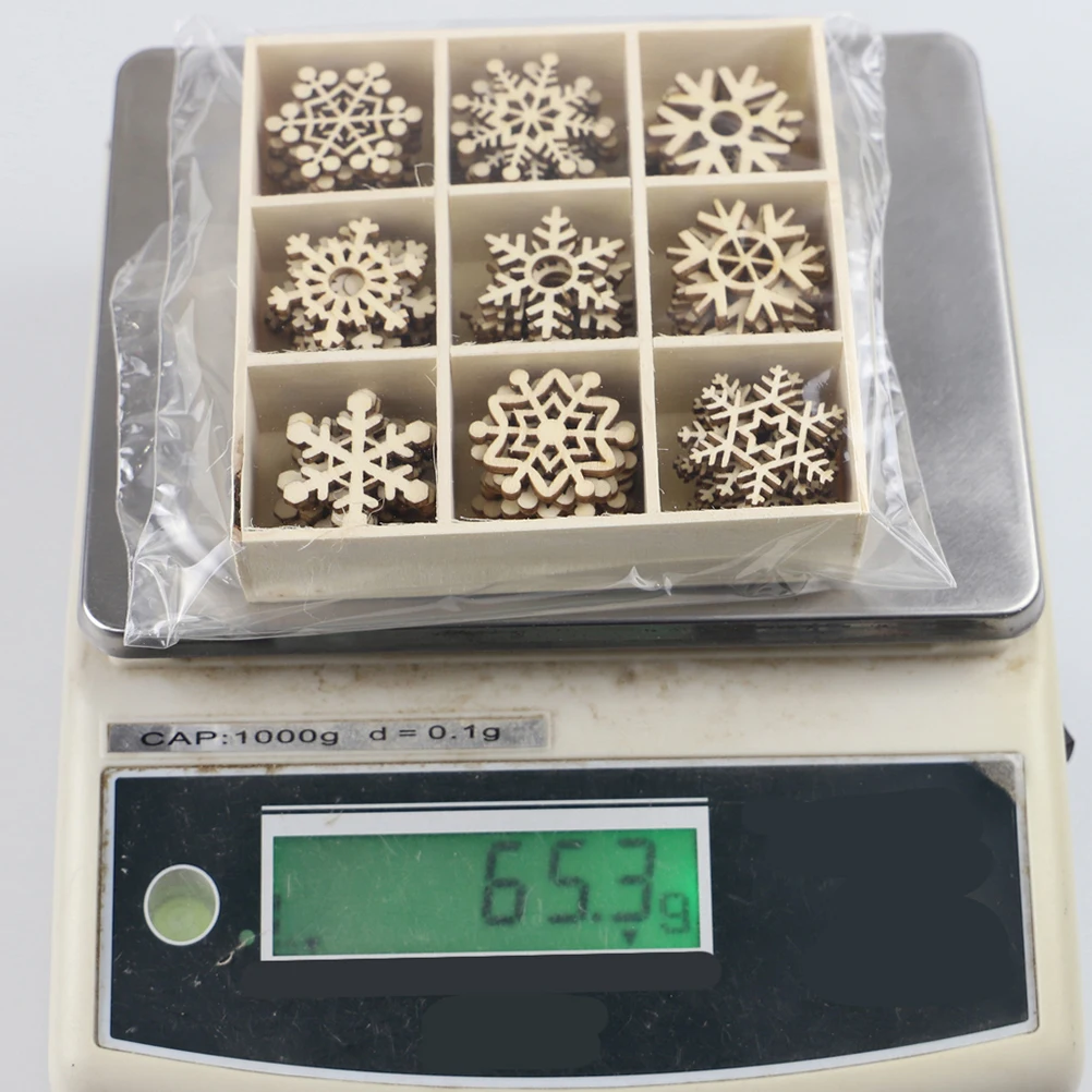 

72 pcs 1 Set 9 Compartments Wooden Crafts Snowflake Decoration Hanging Diy Pendants Christmas Tree Hangings Party Wooden Decors