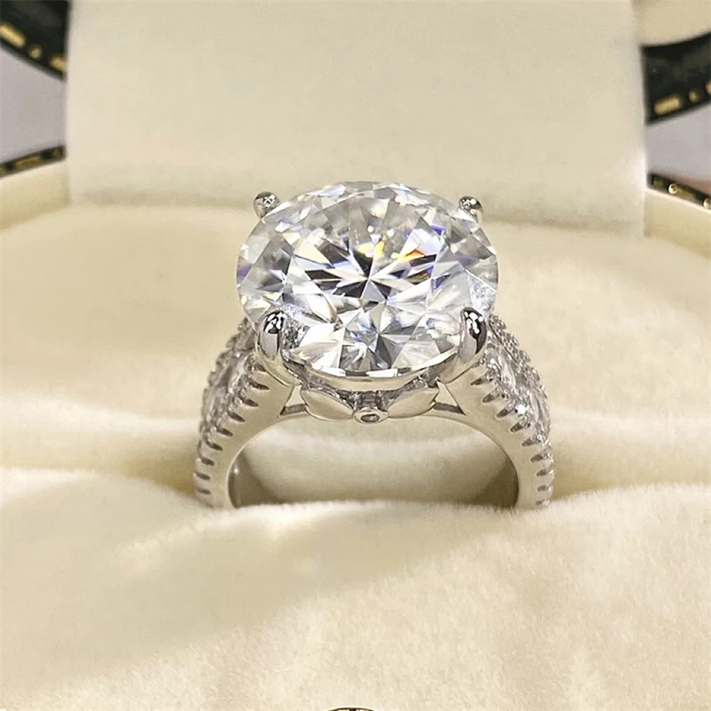 

925 Silver 10ct Real Moissanite Engagement Ring Fashion Jewelry Mosan Diamond Bowknot Wedding Promise Ring Pass Tester with Gra