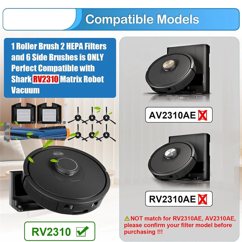 Wcs-para tubarão rv2310 matriz escova de rolo principal filtros hepa escovas laterais aspirador peças reposição