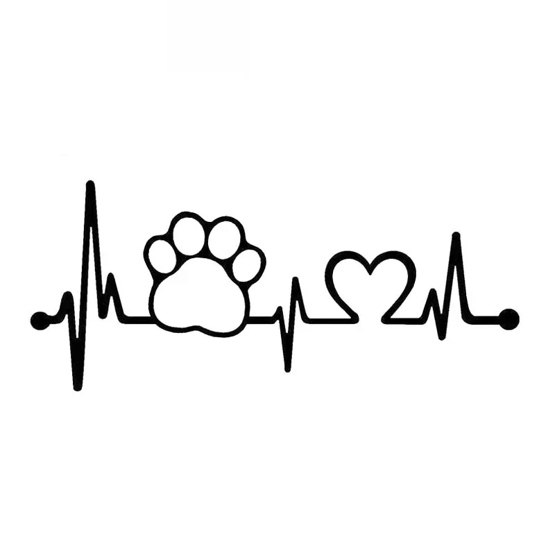 

Dog Paw Heartbeat Lifeline Sticker High Quality Car Decoration Personality Pvc Waterproof Decal Black/white, 20cm*9cm