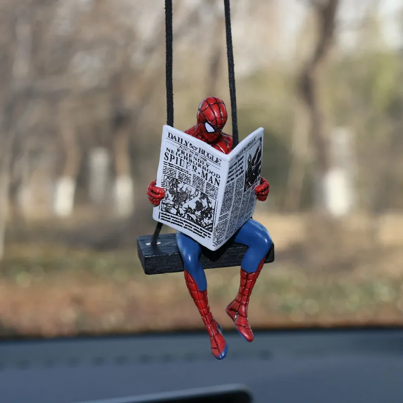 การ์ตูน Spider-Man รถกระจกมองหลังแขวนตกแต่ง Hero Deadpool Action Figure รถแขวนตกแต่ง