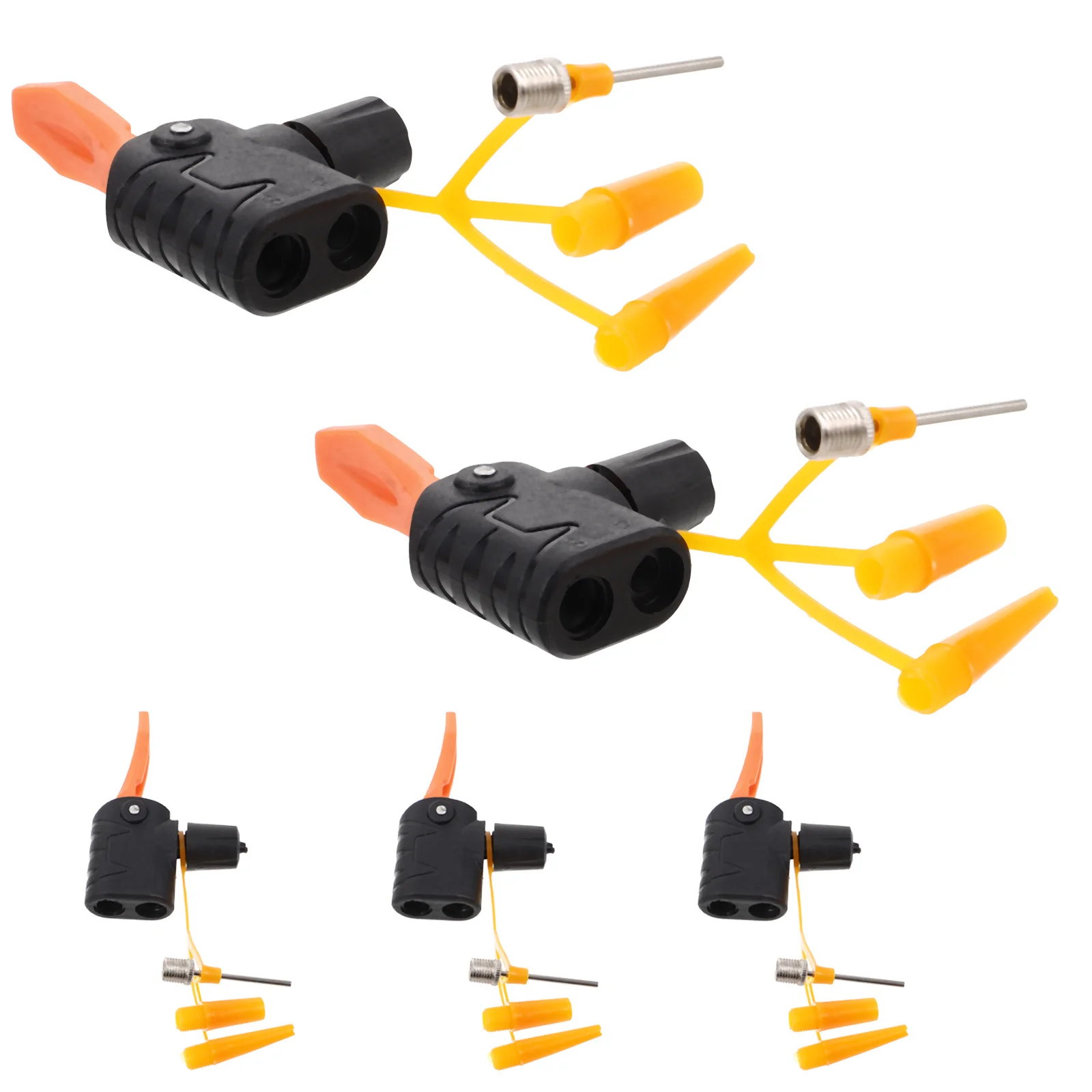 

5Pcs Bike Tire Pump Adapter Set Selfswitching Dual Head Adjustable Leakproof Inflator Deflator Cycling Pump Replacement Nozzles
