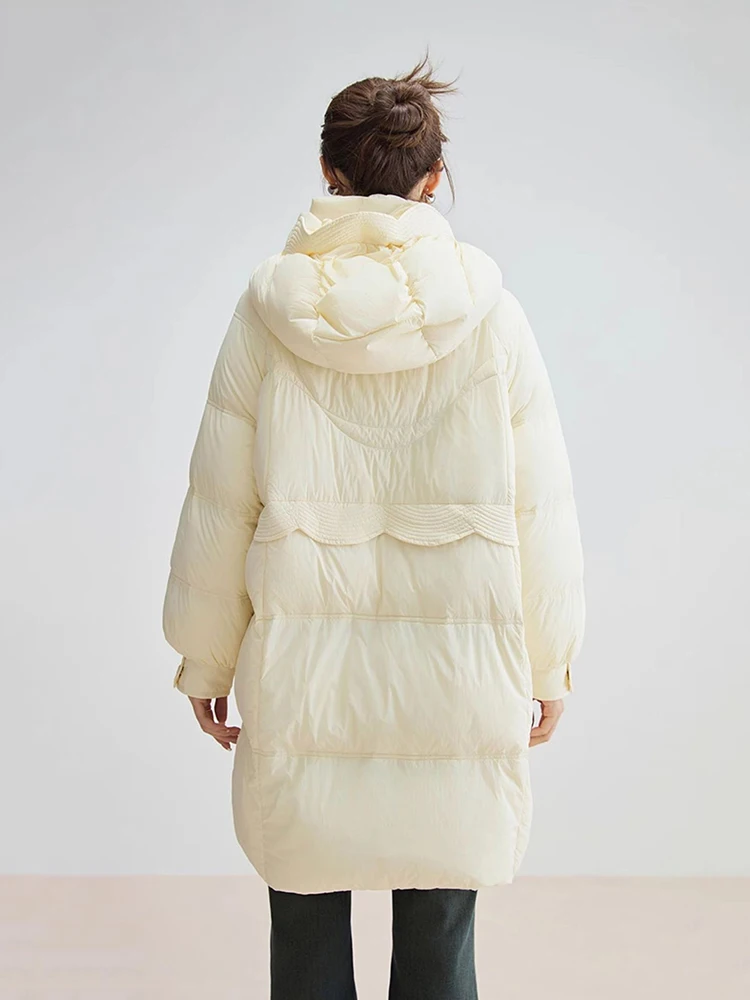 Longue bouffante à capuche doudoune hiver femmes 90% duvet de canard blanc épaissir doudoune femme moelleux chaud Parker genou longueur vêtements d'extérieur