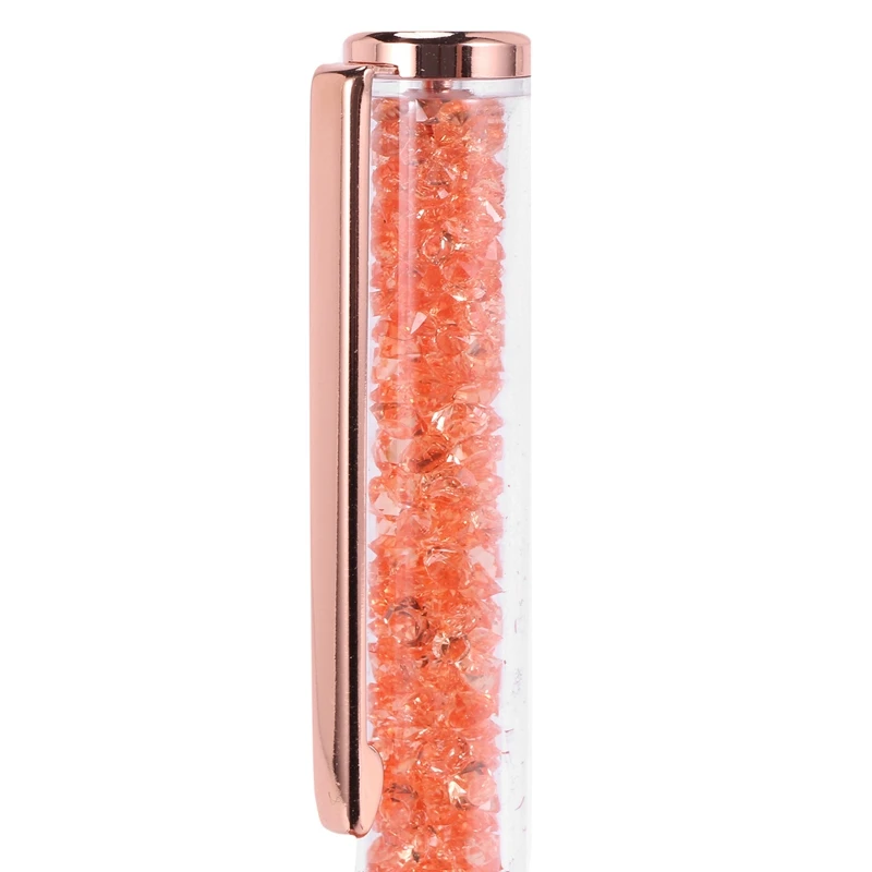 Stylo à bille en cristal Bling or rose, stylo à encre noire, 18 pilules supplémentaires quotidiennes, or rose, paquet de 18