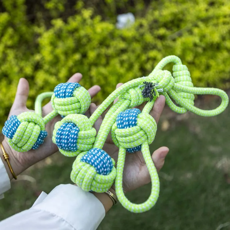 Dog Toy Grinding Teeth Clean Teeth Bite Resistant Rope Knot Small Medium Large Dog Teddy Puppy Cotton Rope Toy Ball Pet Supplies