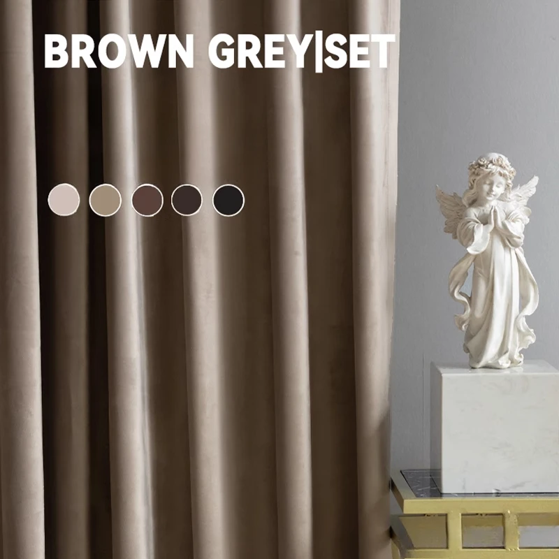 

Brown Blackout Velvet Curtains for Living Room Bedroom Thickened Modern American Gray Velvet Curtain Velvet Curtains Customize