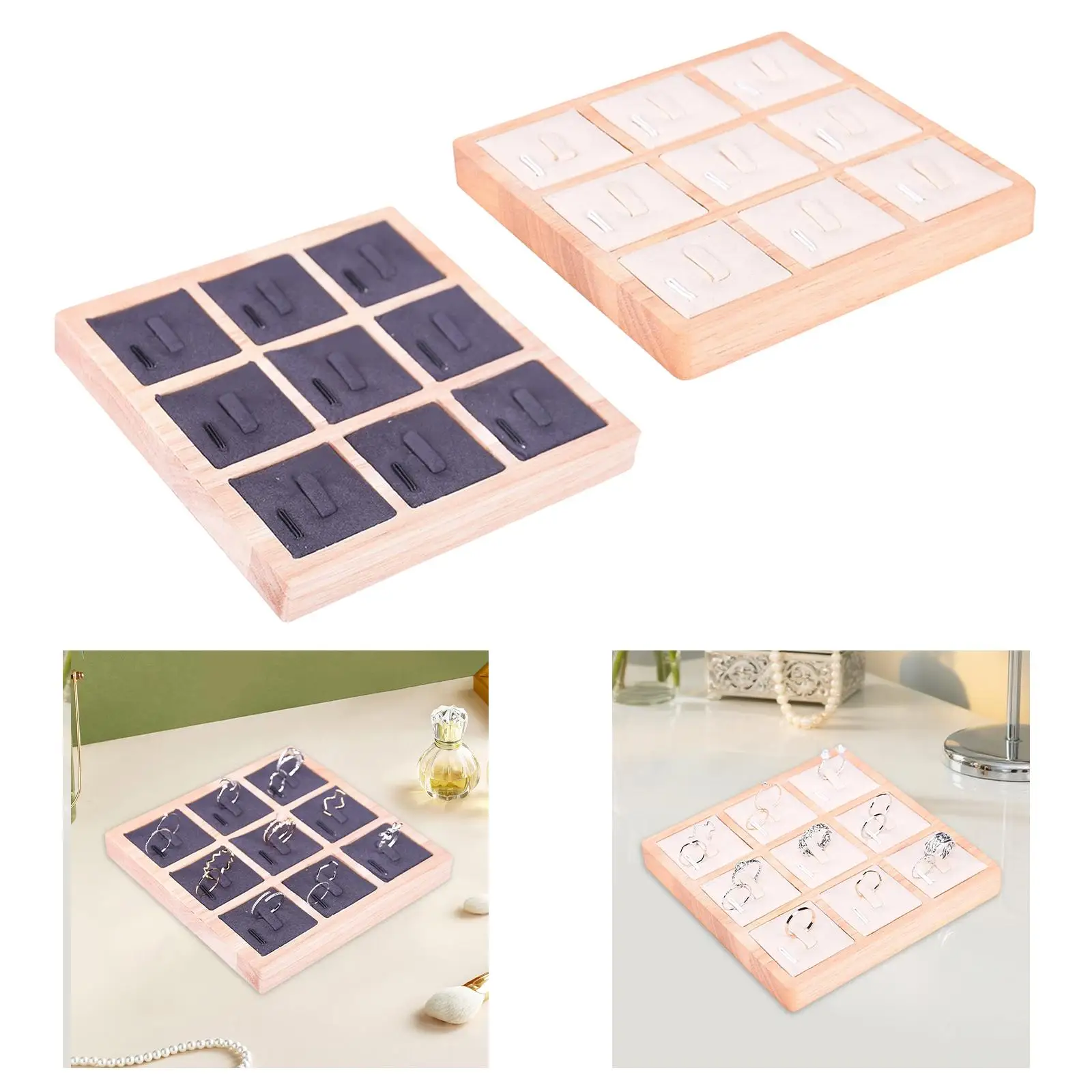 علبة حامل الخواتم منظم سحر منظم المجوهرات الخشبية عرض صندوق تخزين لدرج سطح المكتب مضمد عداد عرض البيع