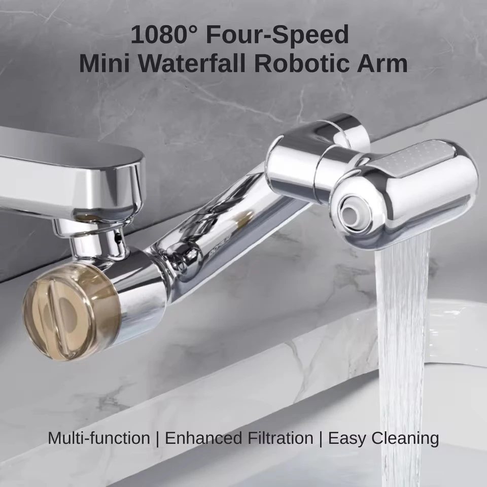 1080 °   Drehbarer Verlängerungs-Armaturensprühkopf mit 4 Sprühmodi, universeller Badarmatur-Verlängerungsadapter, Belüfterfilter, Armaturverlängerung