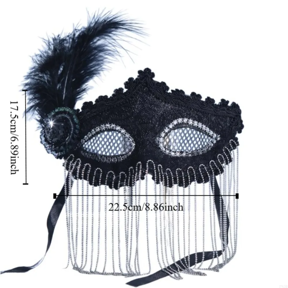 Kant Veer Venetië Masker Maskerade Sieraden Carnaval Kostuum Rekwisieten Sluier Kwastje Masker Strass Gezichtssieraden Accessoires Mannen