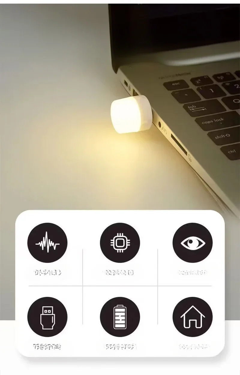 6V Portable USB Mini Night Light Bedside Bedroom Lighting Eye Protection LED Desk Lamp Computer Portable Power Night Light