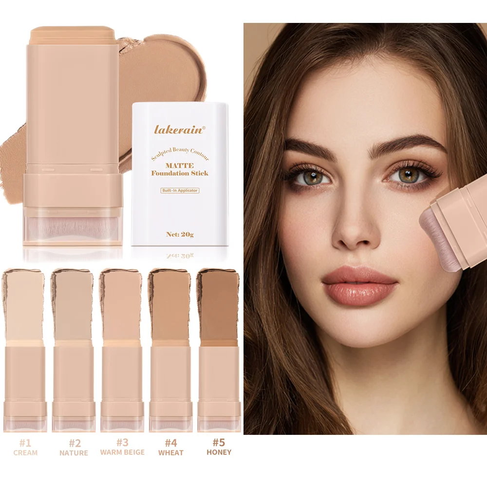 

Multi-Use Foundation Stick Skin Tint Foundation Stick With Brush Makeup Matte Waterproof Thin and Cover Blemishes Makeup
