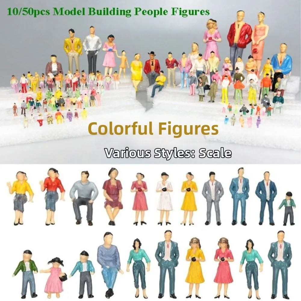 10/50pcs 1:25/1:30/1:300 Scale Model Building People Multistyles Assorted Poses Figures Passengers Mixed Color Standing People
