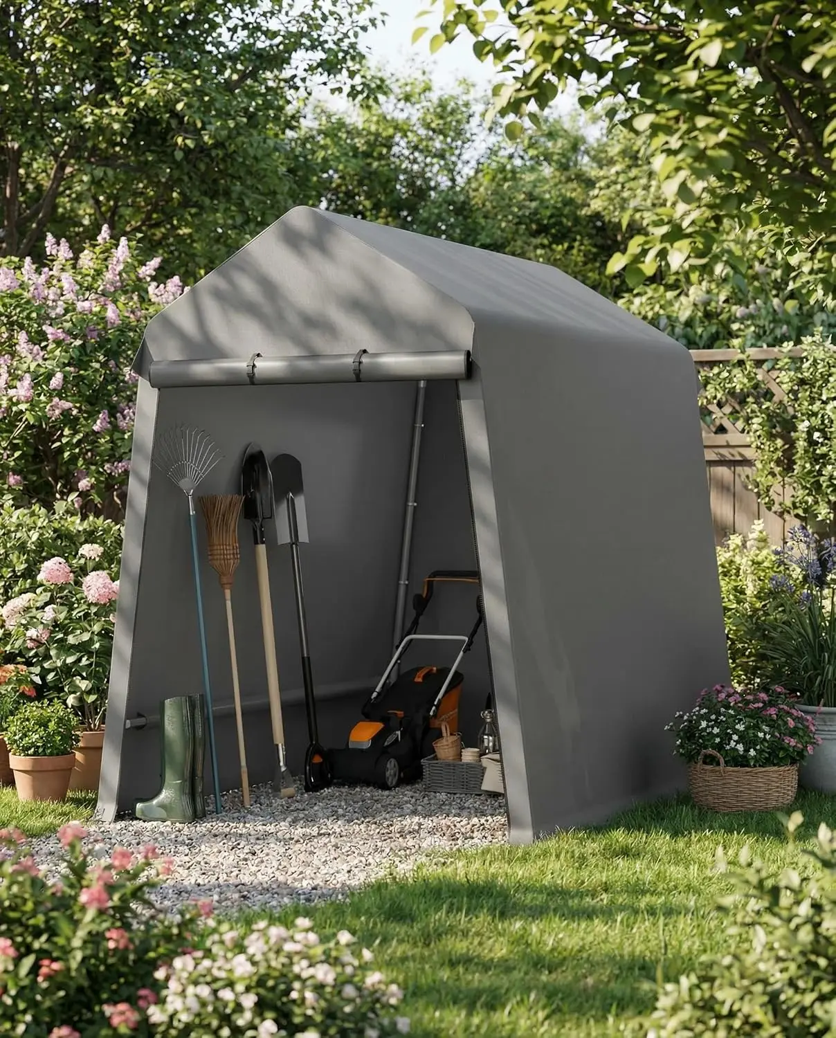 Outdoor Storage Shed 6X8 Ft 2 Zipper Doors Roll Up, Customized