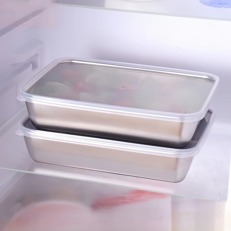 

5 шт. набор контейнеров для хранения продуктов питания из нержавеющей стали с прозрачными крышками, штабелируемые для мяса, фруктов, овощей, кемпинга, вечеринок