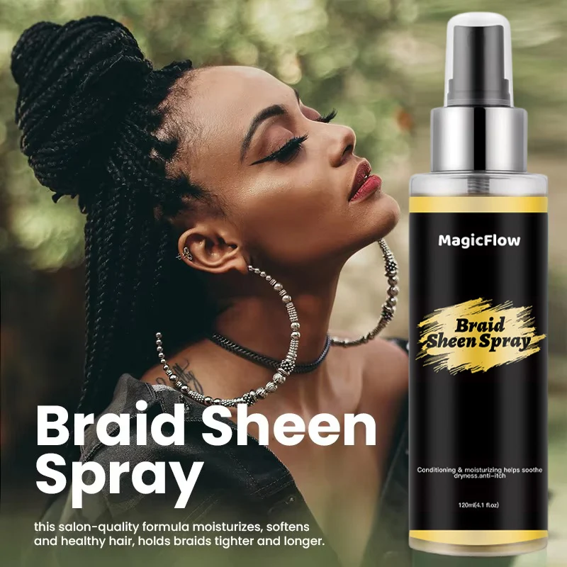 Braid Shell Spray com óleo de coco para Dreadlocks Care, brilho extra, nutre o couro cabeludo, styling, 4,1 oz